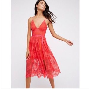 Free people Matchpoint Lace Layer Midi dress sz 4